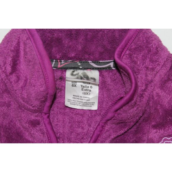 Adidas Girls’ Purple Plush Fleece Jacket – Size 6X - Picture 3 of 3